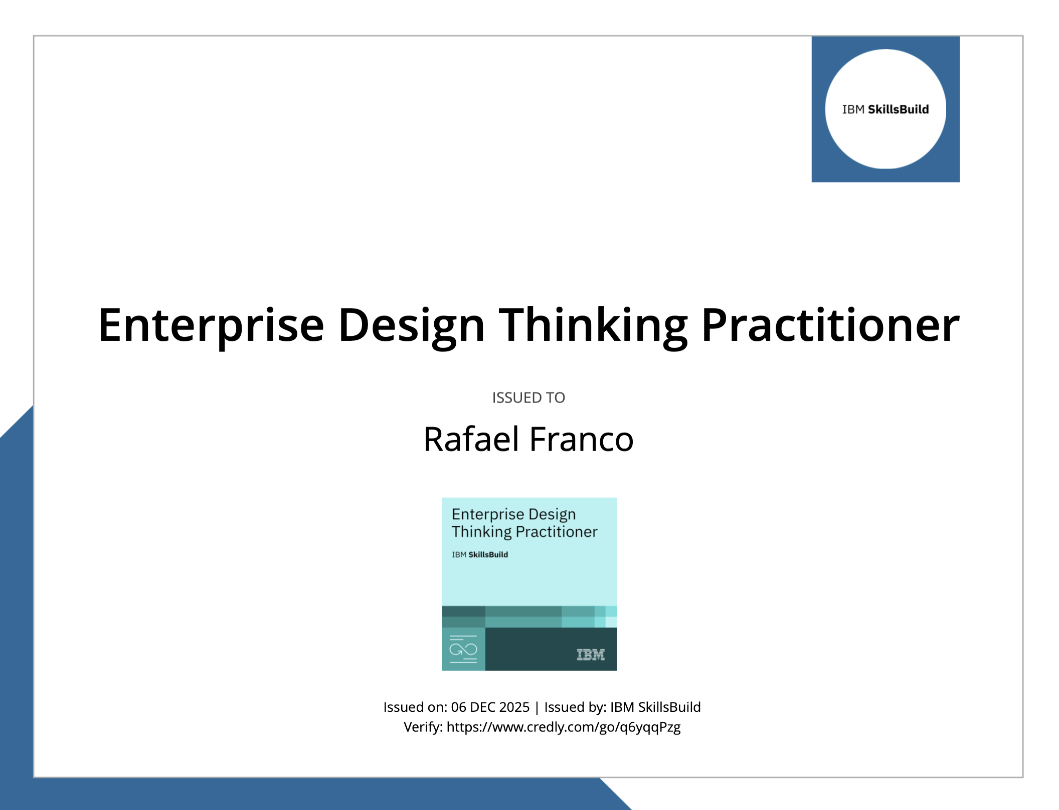 Enterprise Design Thinking Practitioner Certificate